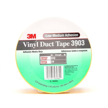 3M Vinyl Duct Tape 3903 Yellow, 2 in x 50 yd 6.5 mil 70006711736